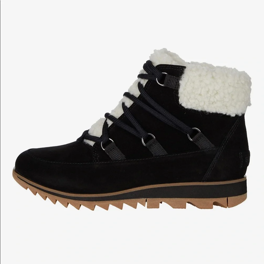 SOREL HARLOW LACE COZY WATERPROOF BLACK SOLE BOOTIE: - Picture 6 of 8
